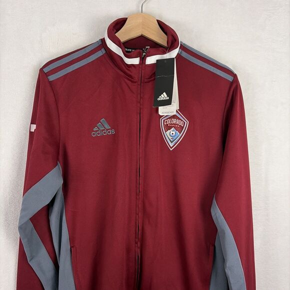 Adidas Colorado Rapids Jacket Size Medium Red Gray Full Zip Track Jacket NWT - Picture 2 of 8
